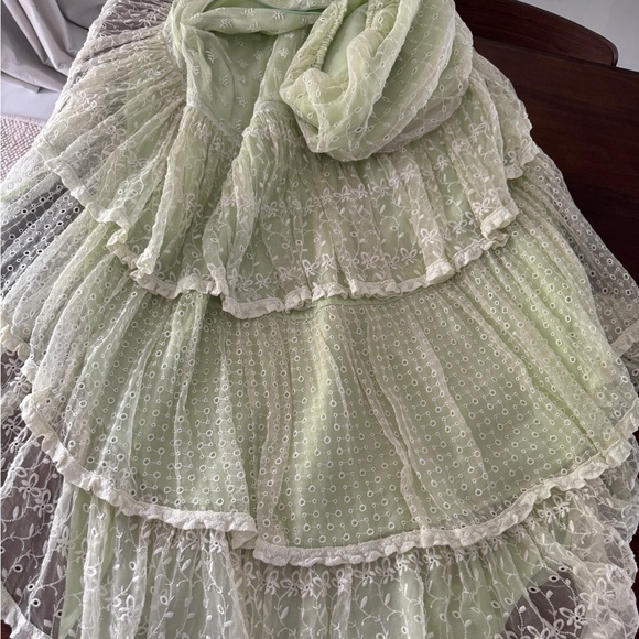 LoveshackFancy Cayden Silk Dress GREEN - Picture 15 of 17